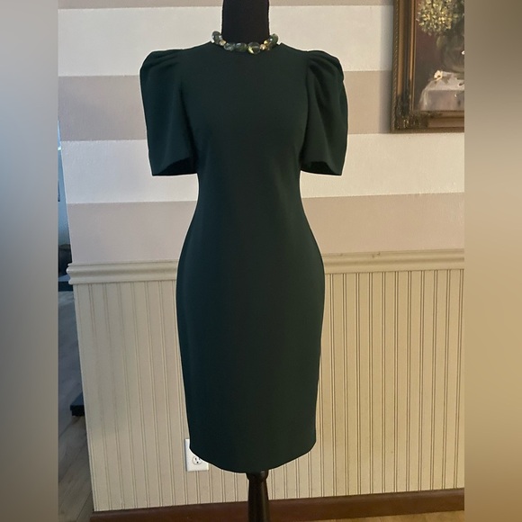 Calvin Klein Green Puff Sleeve Sheath Dress - Picture 1 of 8